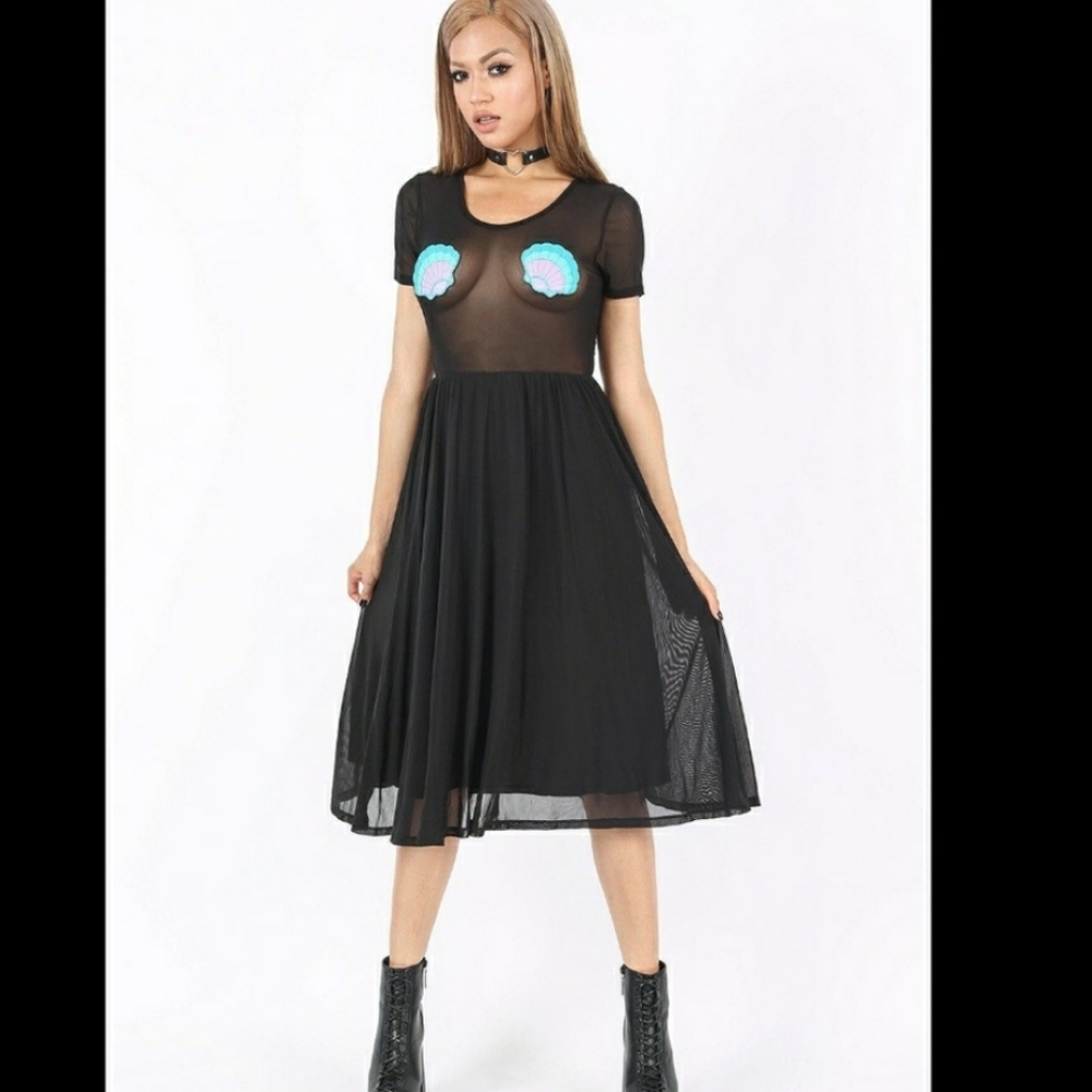 Iron Fist Mermaid for Life Black Mesh Dress Large or XL NWT